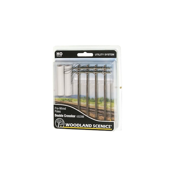 Woodland Scenics HO Scale Pre-Wired Poles Double Crossbar WOO2266 - main
